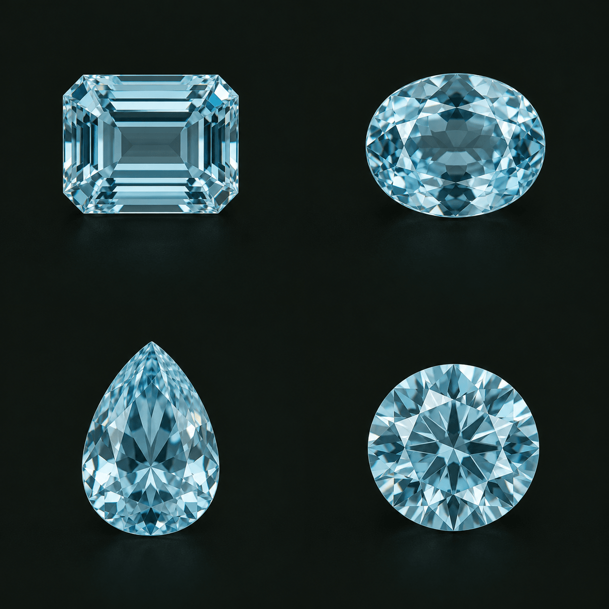 Emerald-cut Aquamarine — illustrative shape study