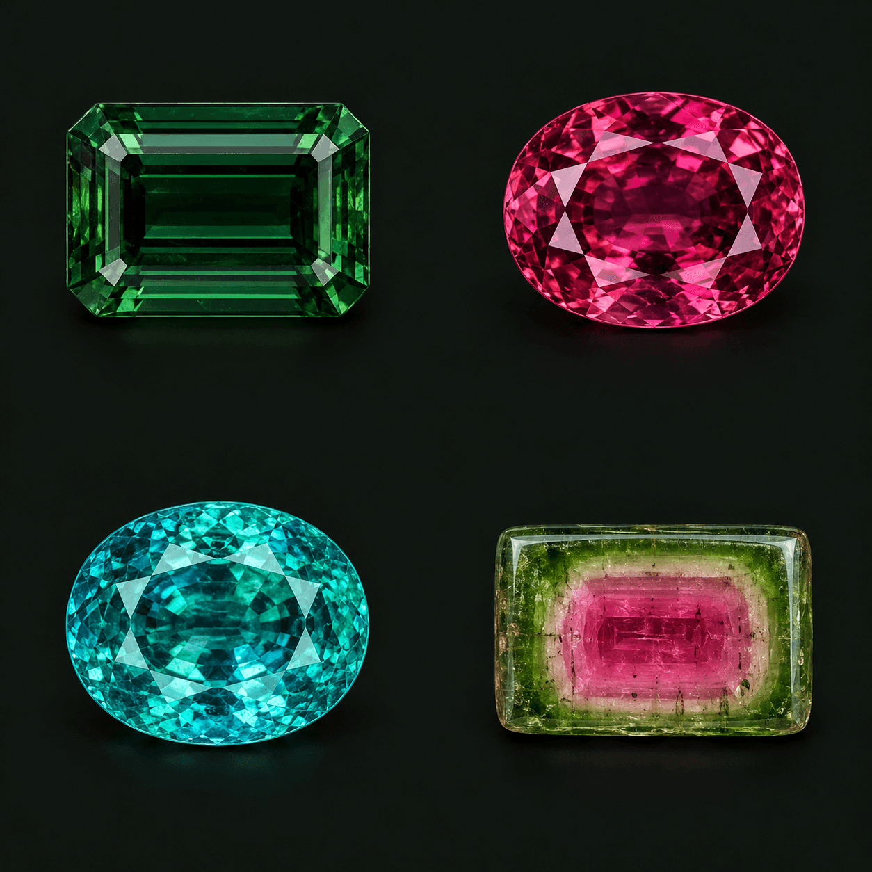 Emerald-cut Green Tourmaline — illustrative shape study