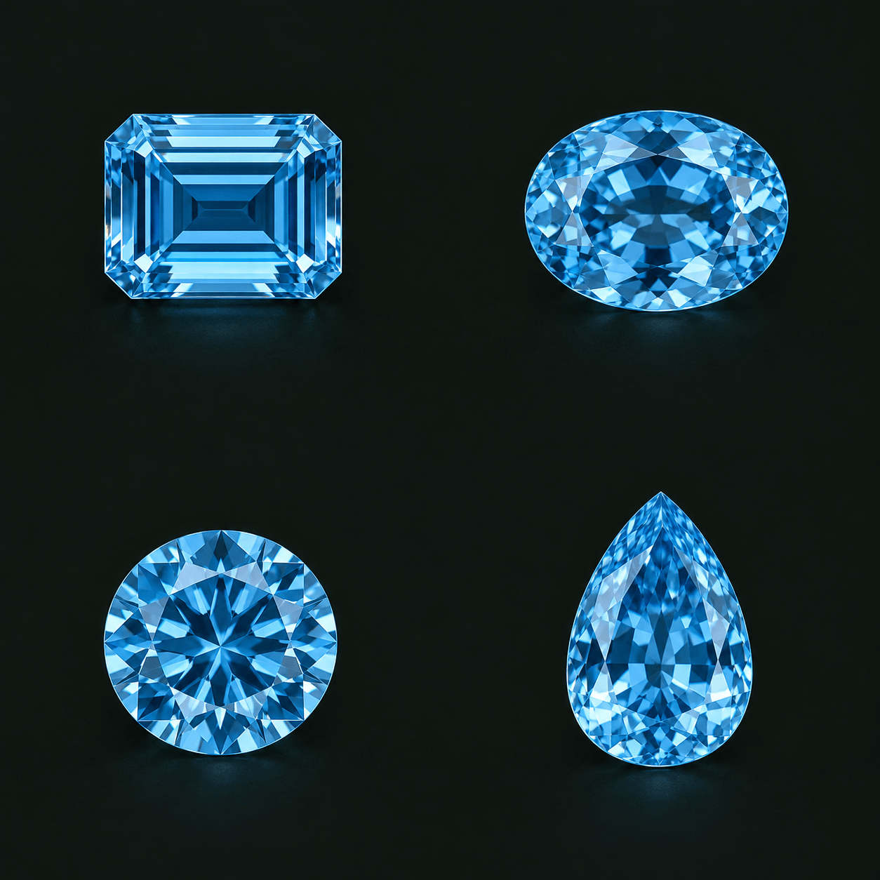Emerald-cut Blue Topaz — illustrative shape study
